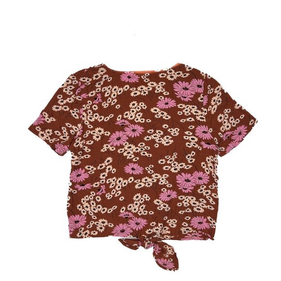 Madewell Hillside Daisies Tie Front Top In Multi Daisy Burnt Clay Boho Size S - Picture 3 of 8